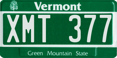 VT license plate XMT377