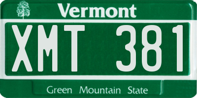 VT license plate XMT381
