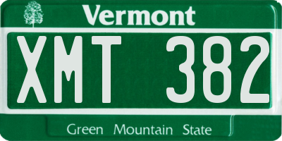 VT license plate XMT382