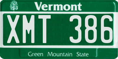 VT license plate XMT386