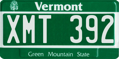 VT license plate XMT392