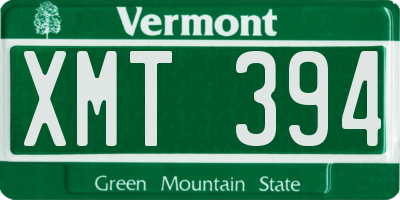 VT license plate XMT394