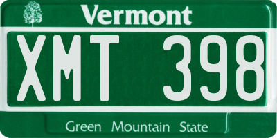 VT license plate XMT398