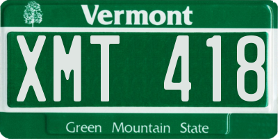 VT license plate XMT418
