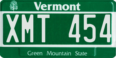 VT license plate XMT454