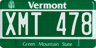 VT license plate XMT478