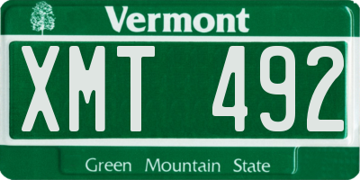 VT license plate XMT492