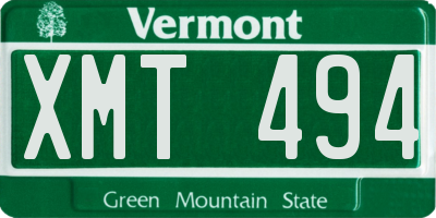 VT license plate XMT494