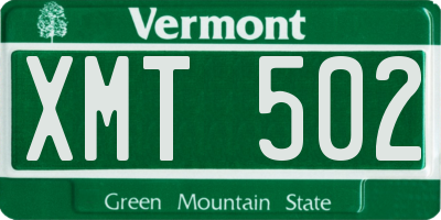 VT license plate XMT502