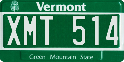 VT license plate XMT514
