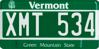 VT license plate XMT534