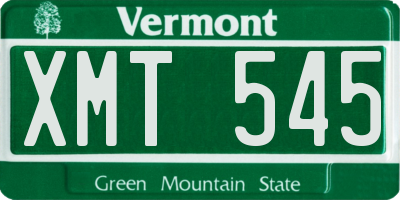 VT license plate XMT545