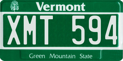 VT license plate XMT594