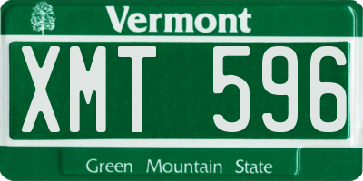 VT license plate XMT596