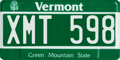 VT license plate XMT598