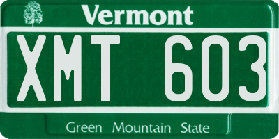 VT license plate XMT603
