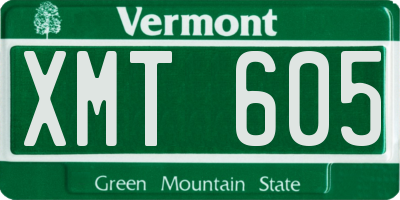 VT license plate XMT605