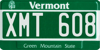 VT license plate XMT608