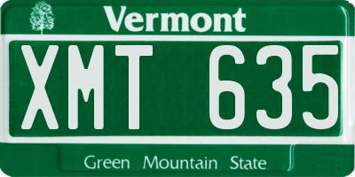 VT license plate XMT635