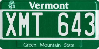 VT license plate XMT643