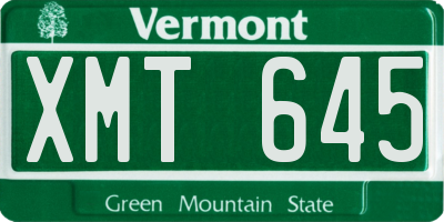 VT license plate XMT645