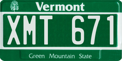 VT license plate XMT671