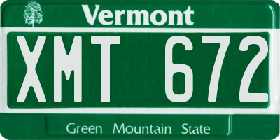 VT license plate XMT672
