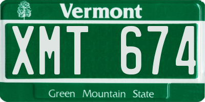 VT license plate XMT674