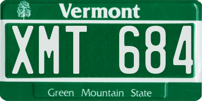 VT license plate XMT684