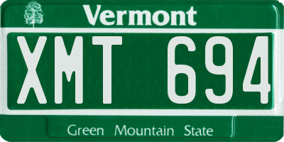 VT license plate XMT694