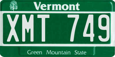 VT license plate XMT749