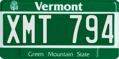 VT license plate XMT794