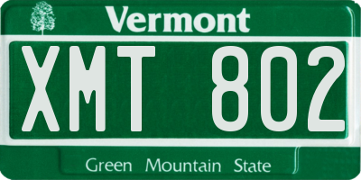 VT license plate XMT802