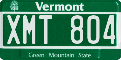 VT license plate XMT804