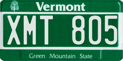 VT license plate XMT805