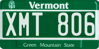 VT license plate XMT806