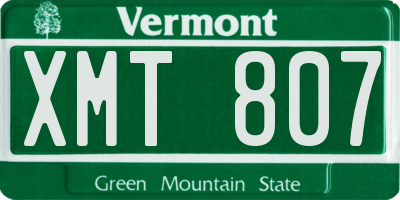VT license plate XMT807