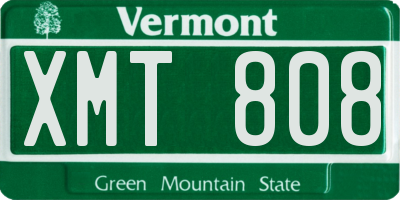VT license plate XMT808