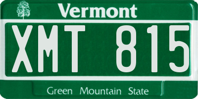VT license plate XMT815