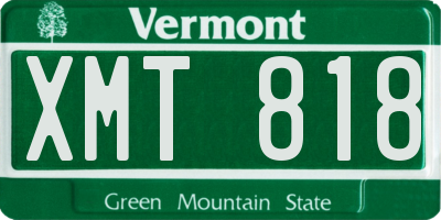 VT license plate XMT818