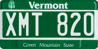 VT license plate XMT820