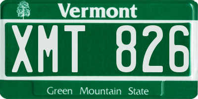 VT license plate XMT826