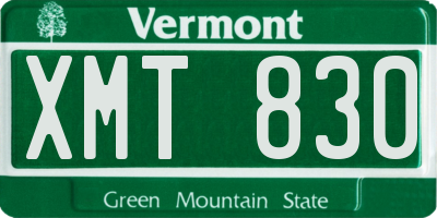 VT license plate XMT830