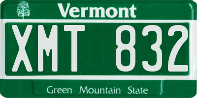 VT license plate XMT832