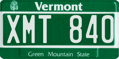 VT license plate XMT840