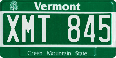 VT license plate XMT845