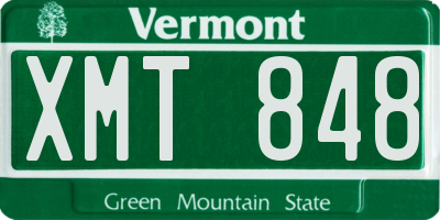 VT license plate XMT848