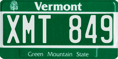 VT license plate XMT849
