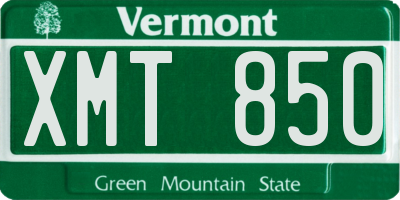 VT license plate XMT850
