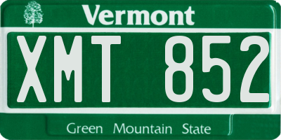 VT license plate XMT852